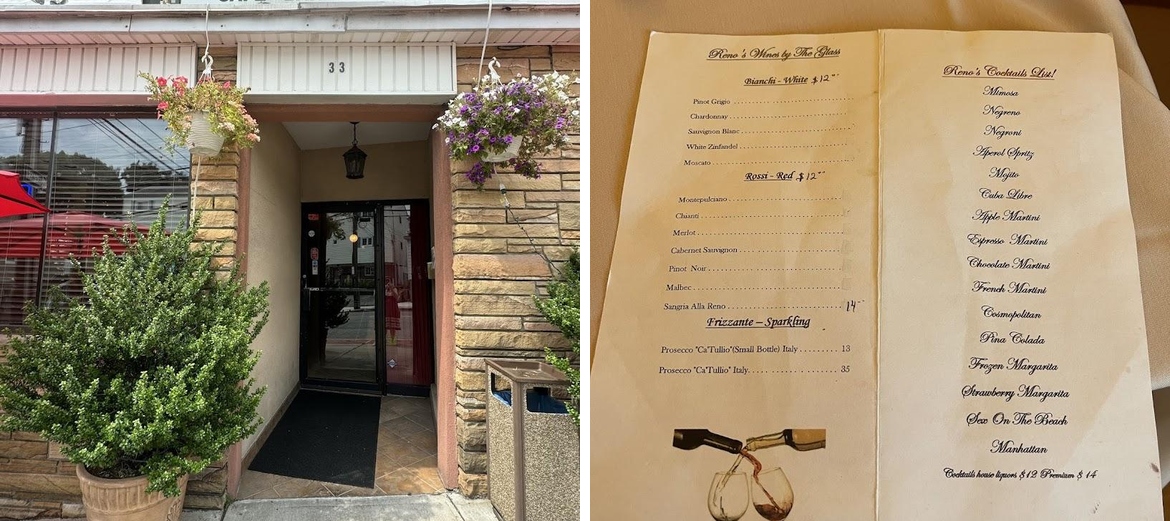 Reno's Trattoria Menu