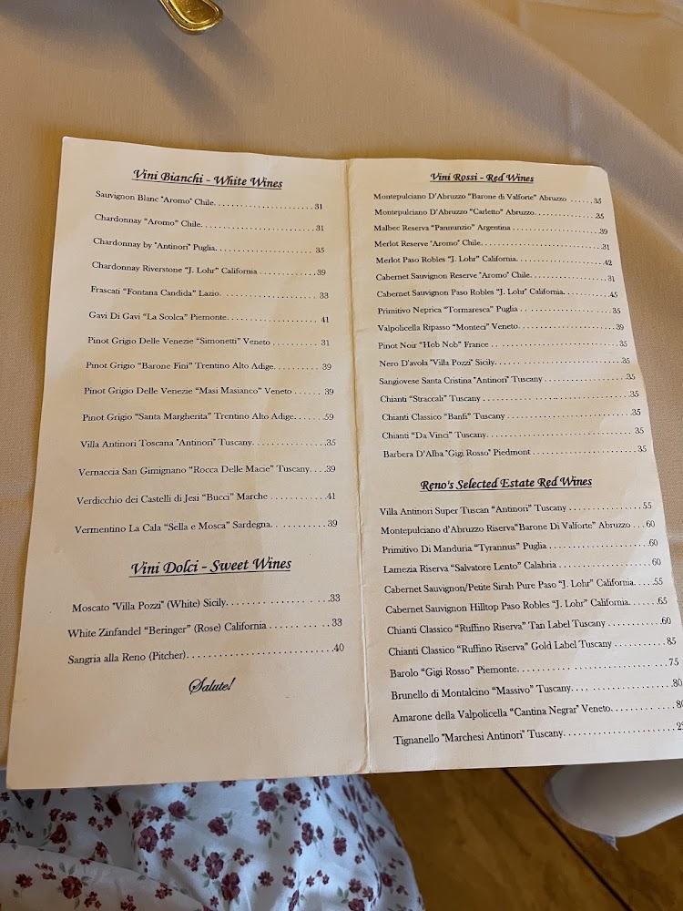 Reno's Trattoria Menu image 2